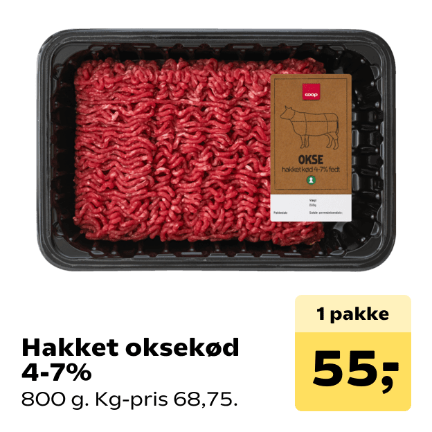 Hakket oksekød 4-7%