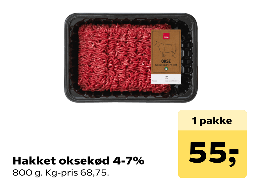 Hakket oksekød 4-7%