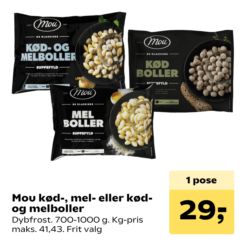 Mou kød-, mel- eller kød- og melboller