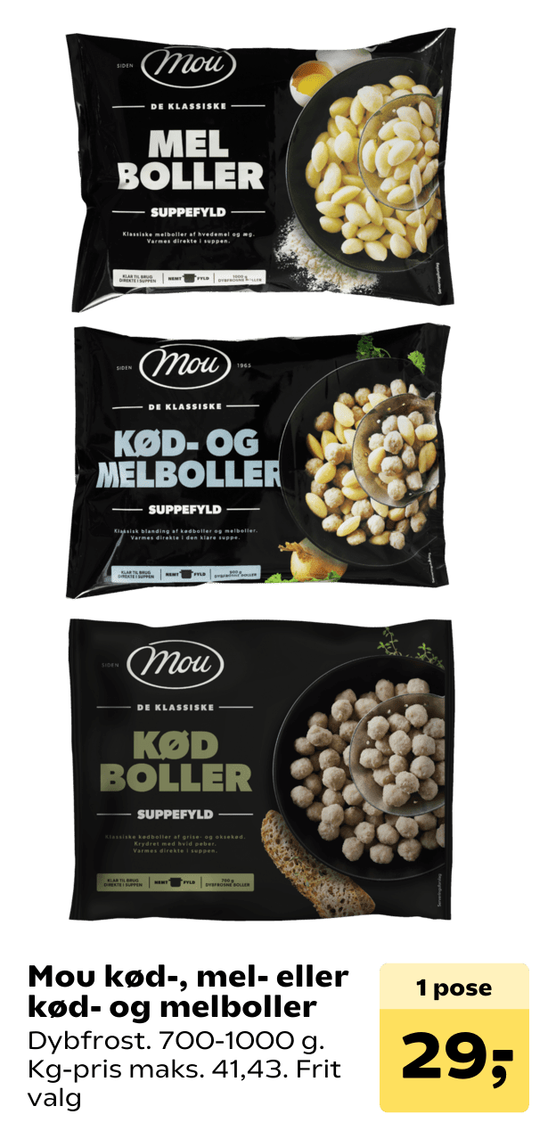 Mou kød-, mel- eller kød- og melboller