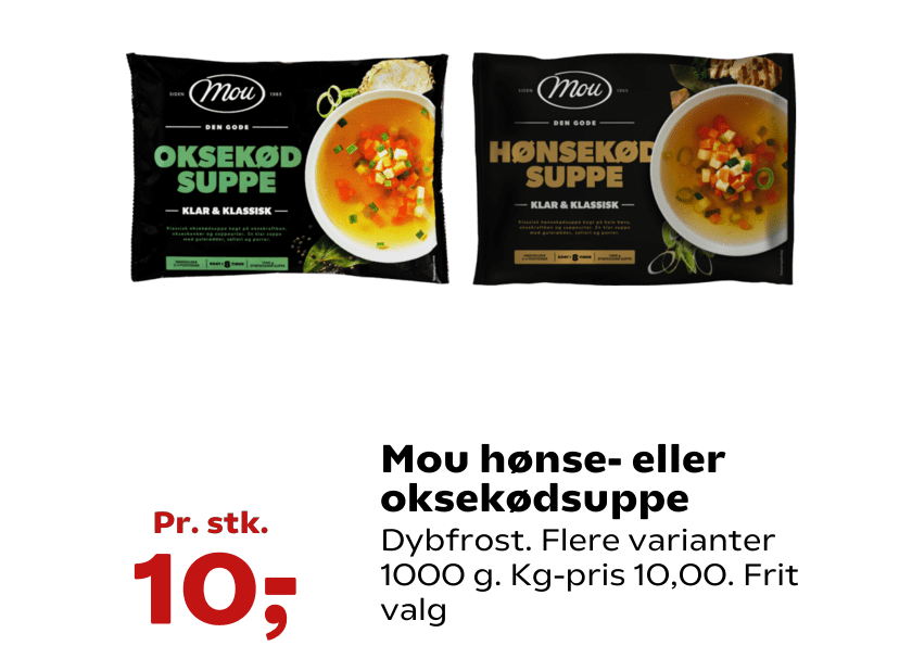 Mou hønse- eller oksekødsuppe