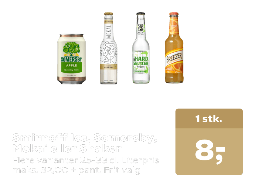 Smirnoff Ice, Somersby, Mokai eller Shaker