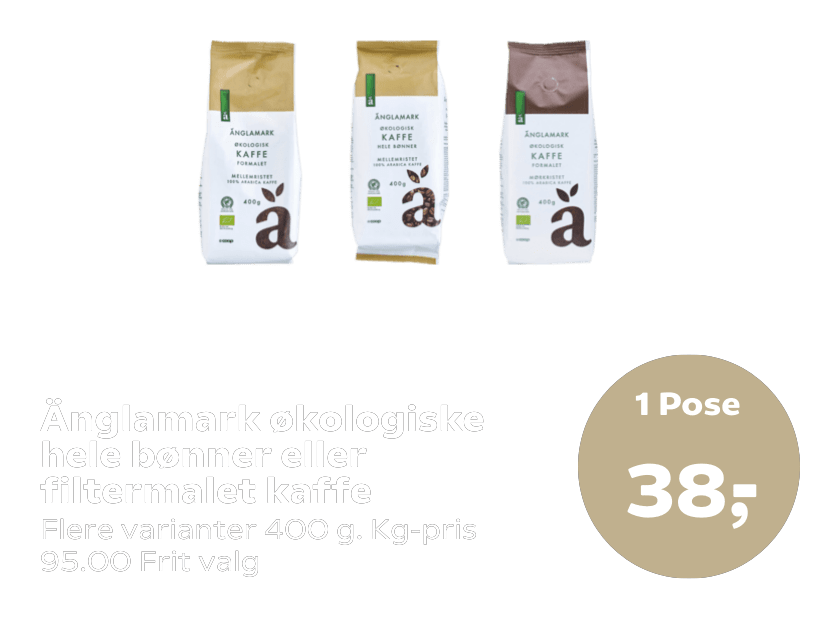 Änglamark økologiske hele bønner eller filtermalet kaffe