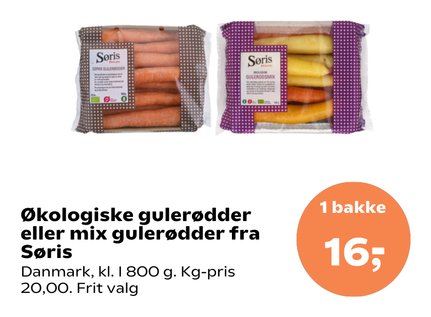 Økologiske gulerødder eller mix gulerødder fra Søris