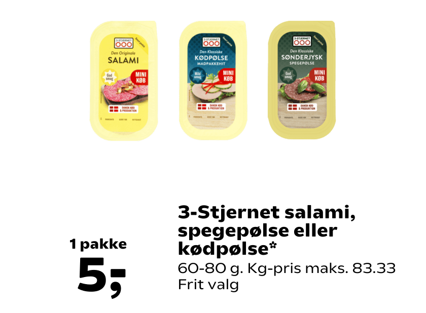 3-Stjernet salami, spegepølse eller kødpølse