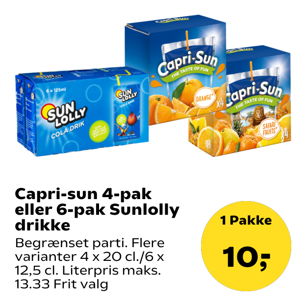 Capri-sun 4-pak eller 6-pak Sunlolly drikke