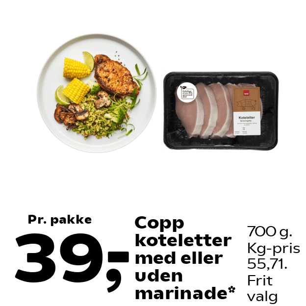 Copp koteletter med eller uden marinade