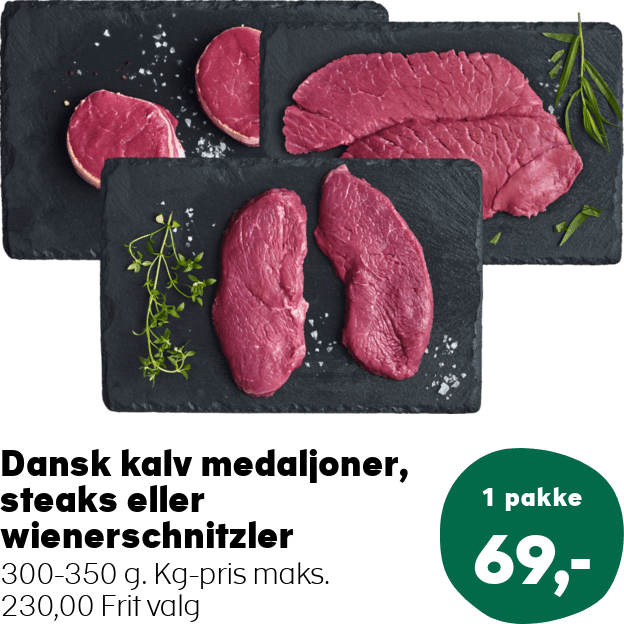 Dansk kalv medaljoner, steaks eller wienerschnitzler