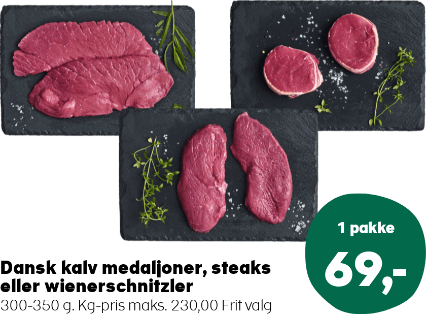 Dansk kalv medaljoner, steaks eller wienerschnitzler