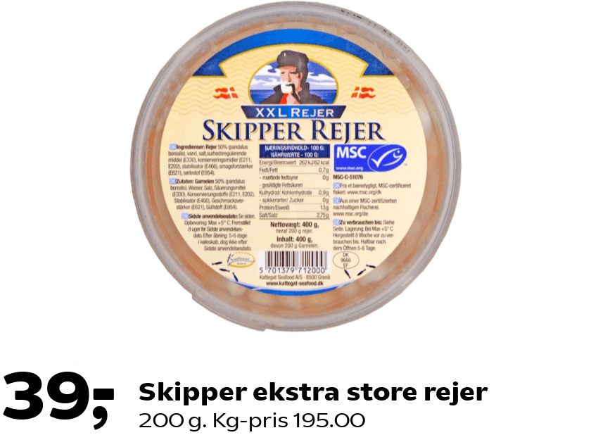 Skipper ekstra store rejer