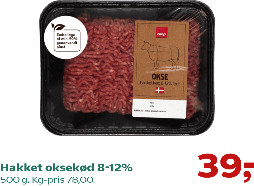 Hakket oksekød 8-12%