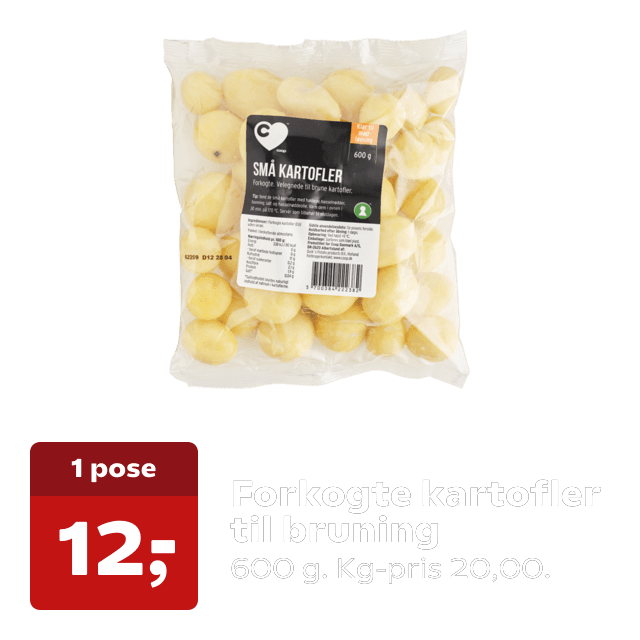 Forkogte kartofler til bruning