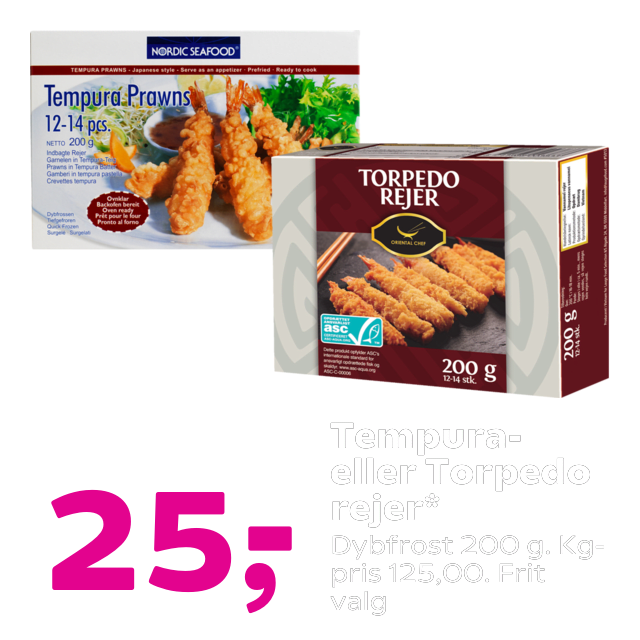 Tempura- eller Torpedo rejer