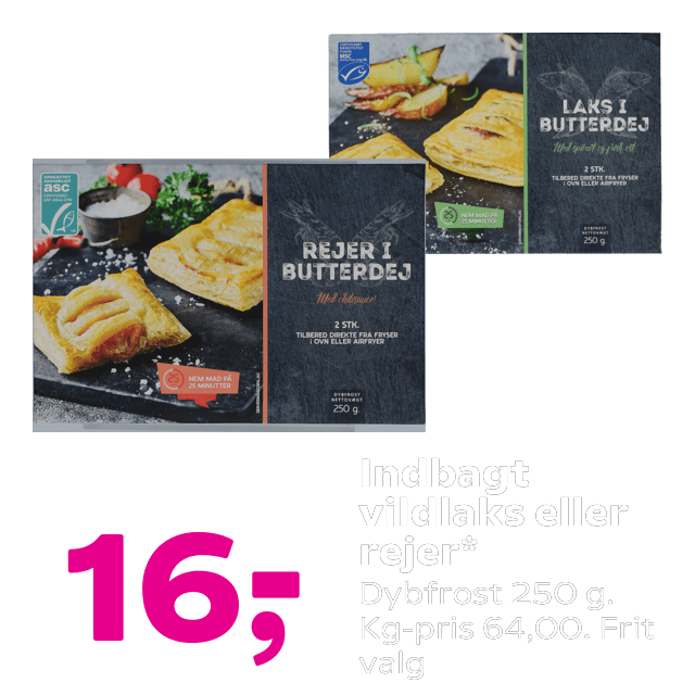 Indbagt vildlaks eller rejer