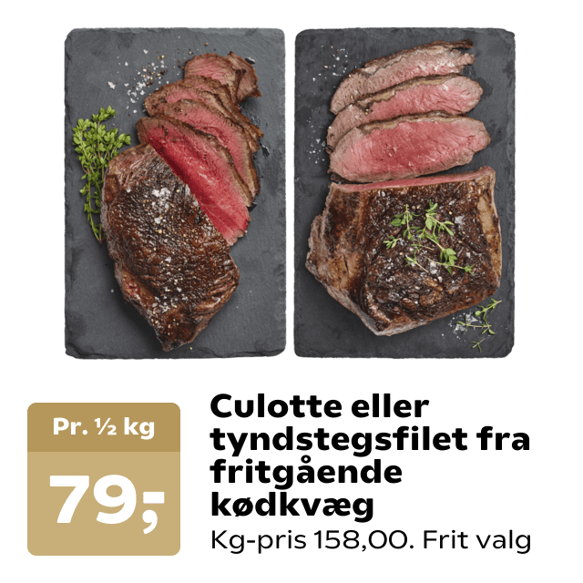 Culotte eller tyndstegsfilet fra fritgående kødkvæg