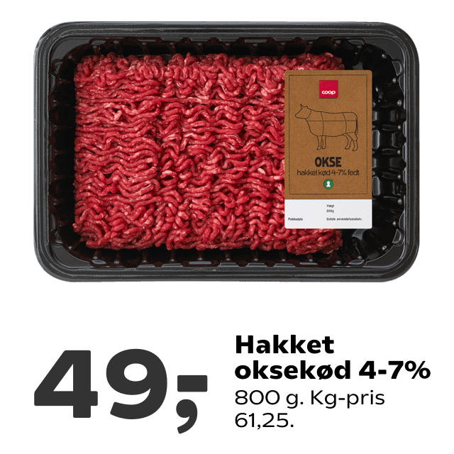 Hakket oksekÃÂ¸d 4-7%