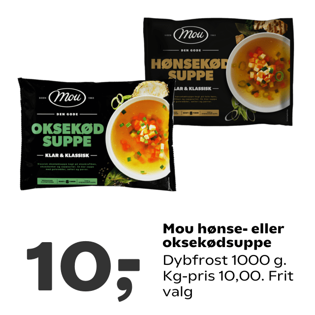 Mou hÃÂ¸nse- eller oksekÃÂ¸dsuppe