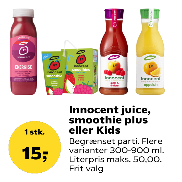 Innocent juice, smoothie plus eller Kids