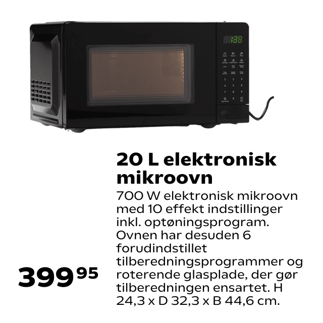 20 L elektronisk mikroovn