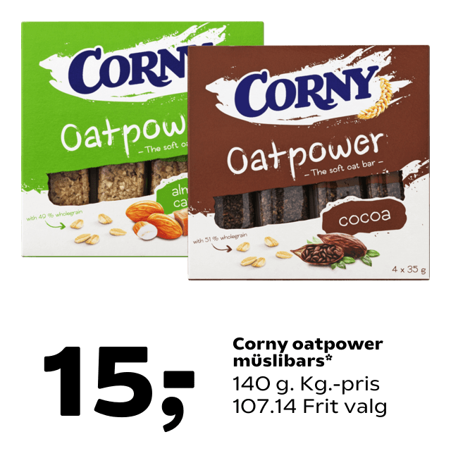 Corny oatpower mÃÂ¼slibars