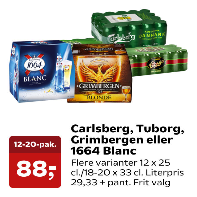 Carlsberg, Tuborg, Grimbergen eller 1664 Blanc