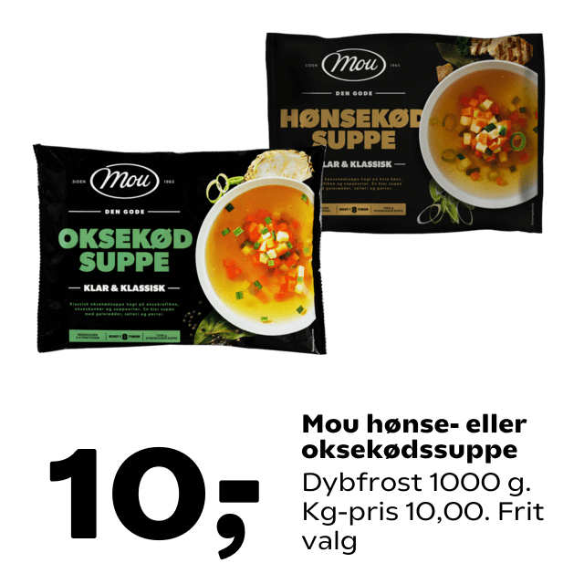 Mou hÃÂ¸nse- eller oksekÃÂ¸dssuppe