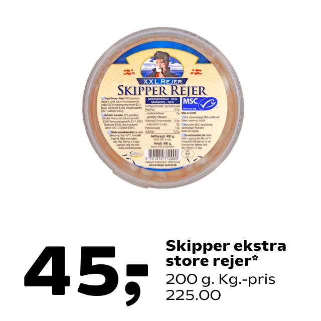 Skipper ekstra store rejer