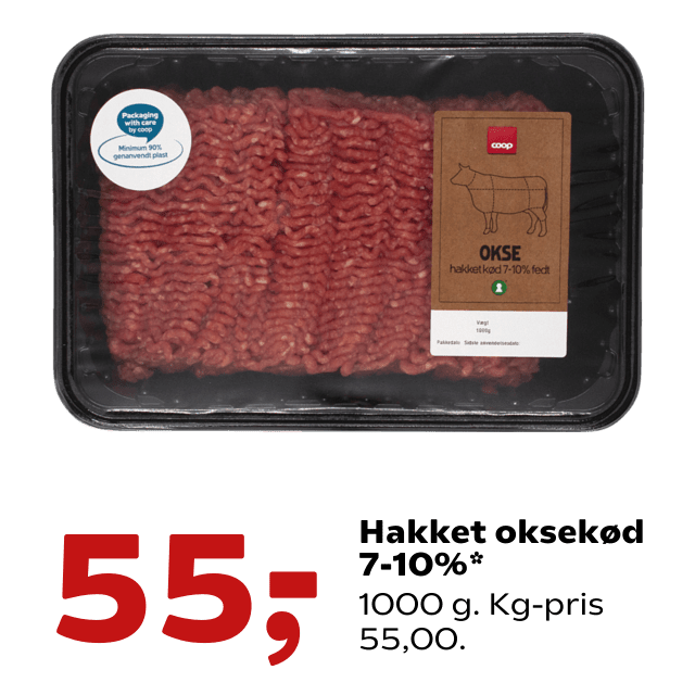 Hakket oksekÃÂ¸d 7-10%