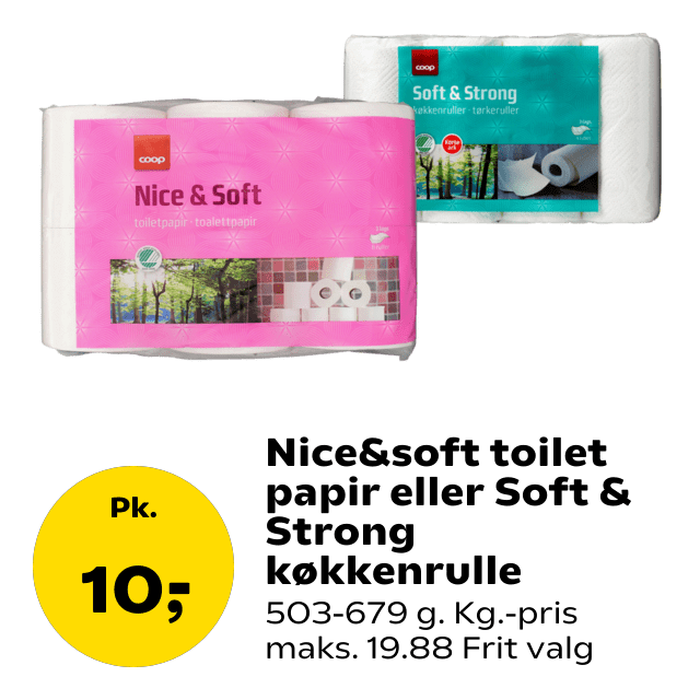 Nice&soft toilet papir eller Soft & Strong køkkenrulle