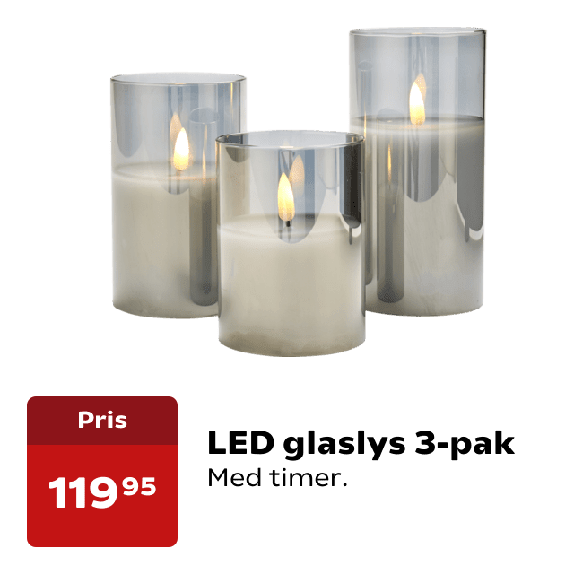LED glaslys 3-pak