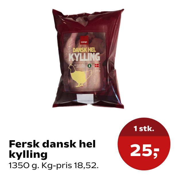 Fersk dansk hel kylling