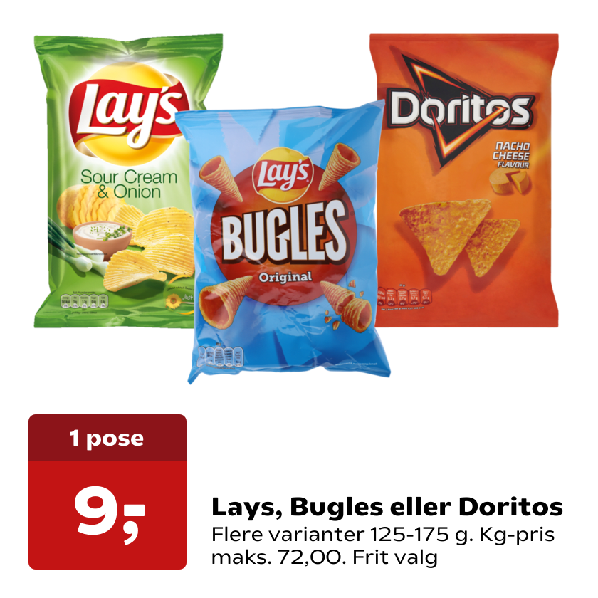 Lays, Bugles eller Doritos