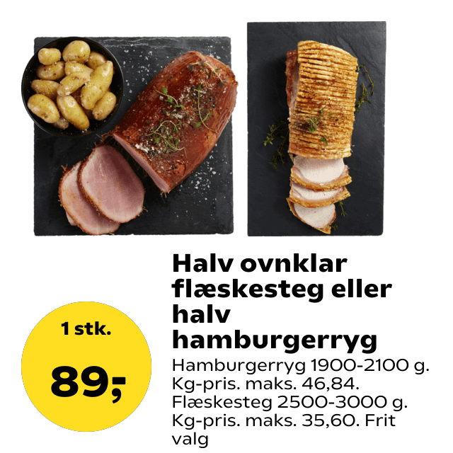 Halv ovnklar flæskesteg eller halv hamburgerryg