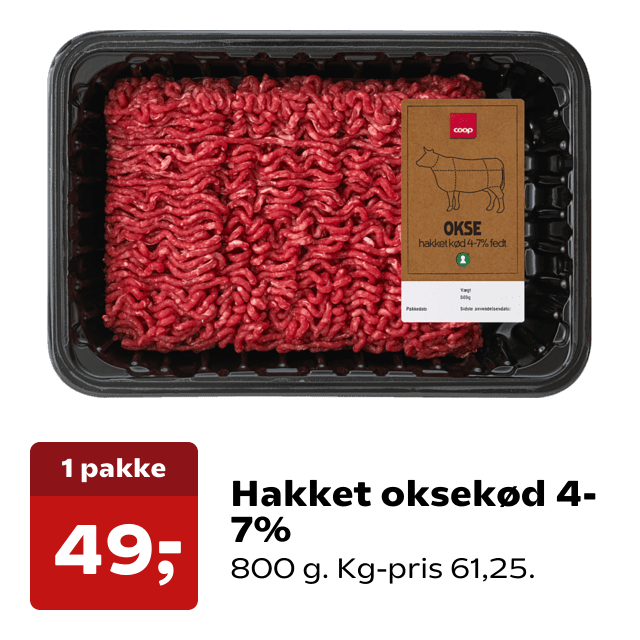 Hakket oksekød 4-7%