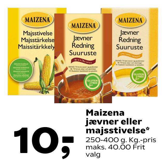 Maizena jÃÂ¦vner eller majsstivelse