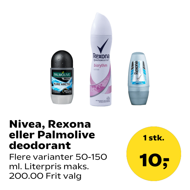 Nivea, Rexona eller Palmolive deodorant