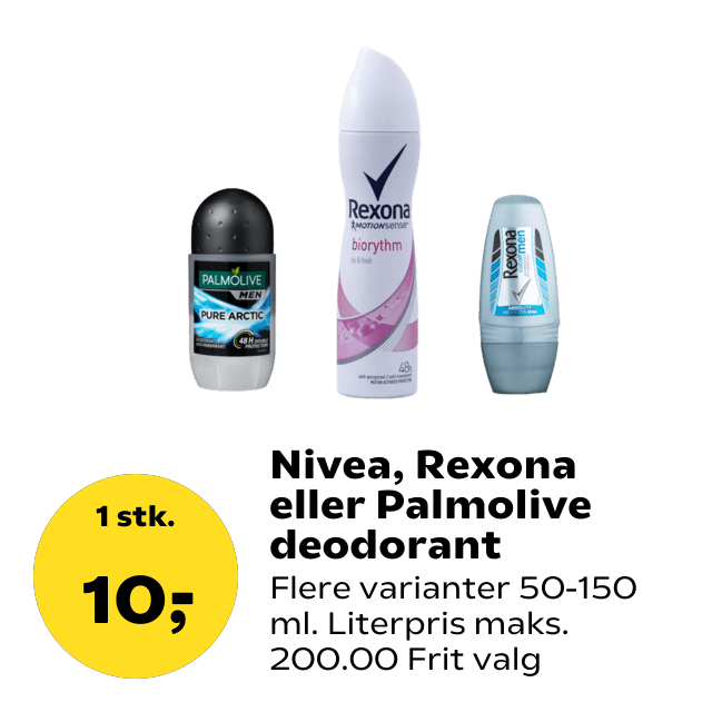 Nivea, Rexona eller Palmolive deodorant