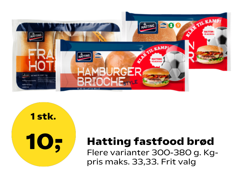 Hatting fastfood brød