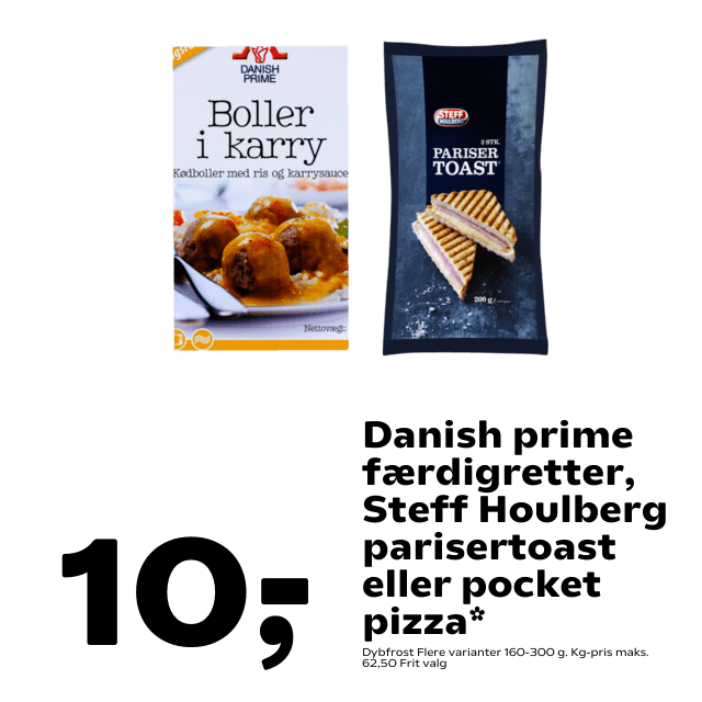 Danish prime fÃÂ¦rdigretter, Steff Houlberg parisertoast eller pocket pizza