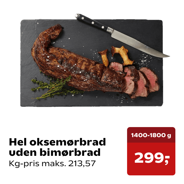Hel oksemørbrad uden bimørbrad