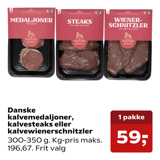 Danske kalvemedaljoner, kalvesteaks eller kalvewienerschnitzler