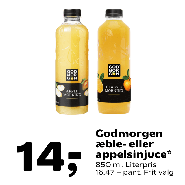 Godmorgen ÃÂ¦ble- eller appelsinjuce