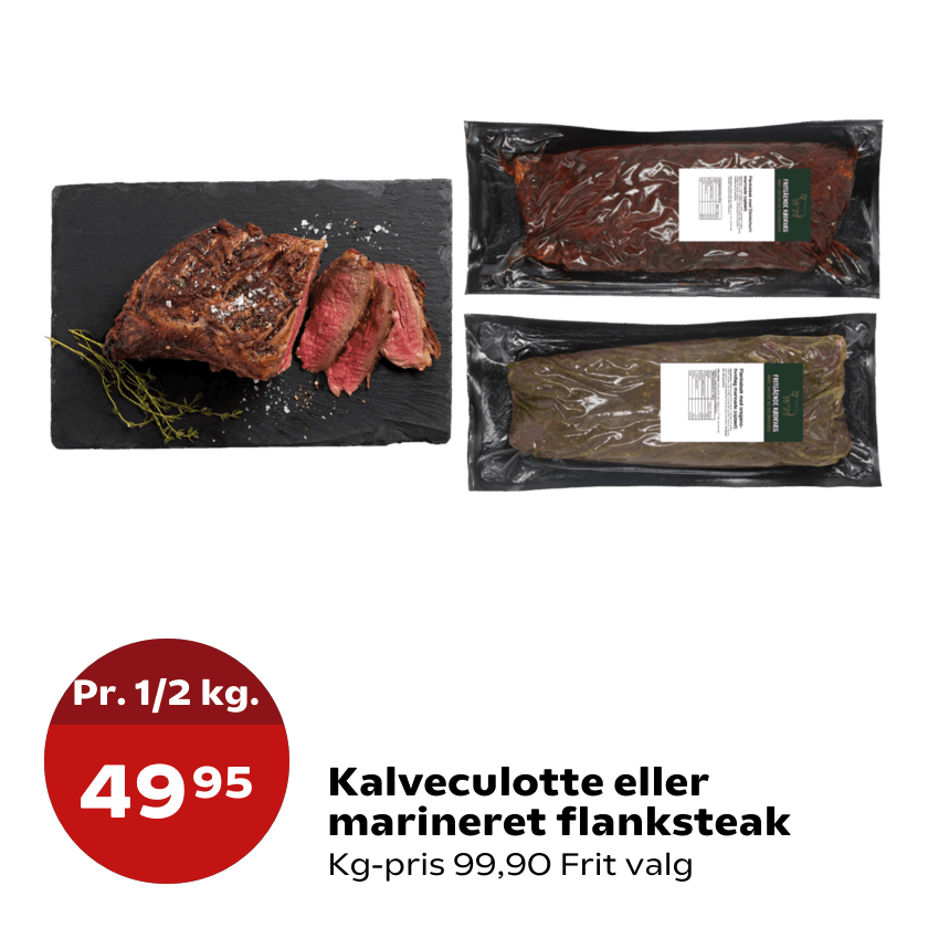 Kalveculotte eller marineret flanksteak