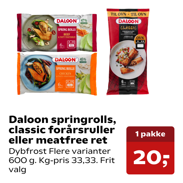 Daloon springrolls, classic forårsruller eller meatfree ret