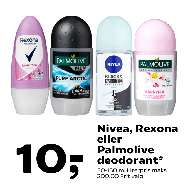 Nivea, Rexona eller Palmolive deodorant
