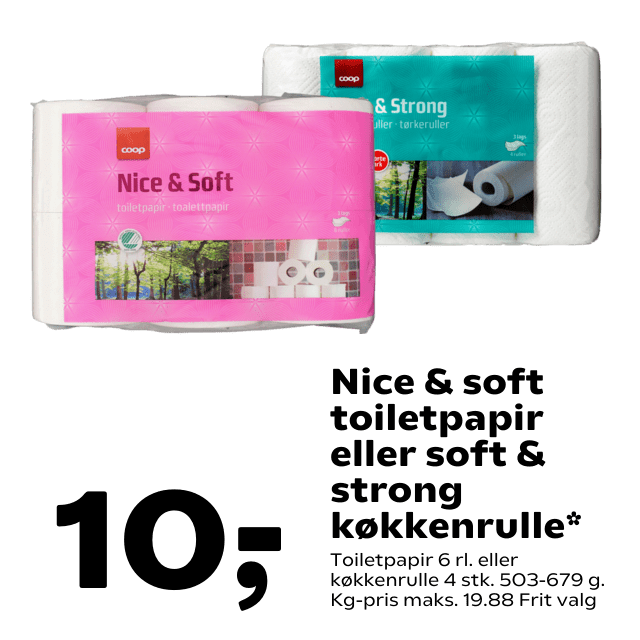 Nice & soft toiletpapir eller soft & strong kÃÂ¸kkenrulle