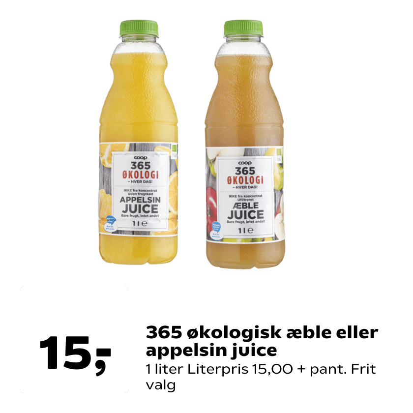 365 økologisk æble eller appelsin juice