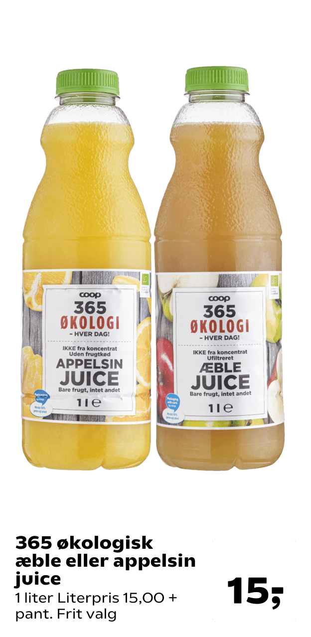 365 økologisk æble eller appelsin juice