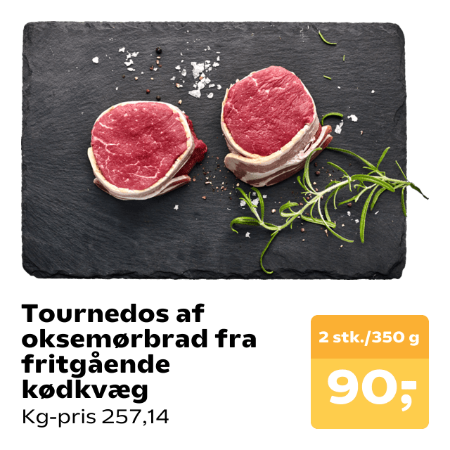 Tournedos af oksemørbrad fra fritgående kødkvæg
