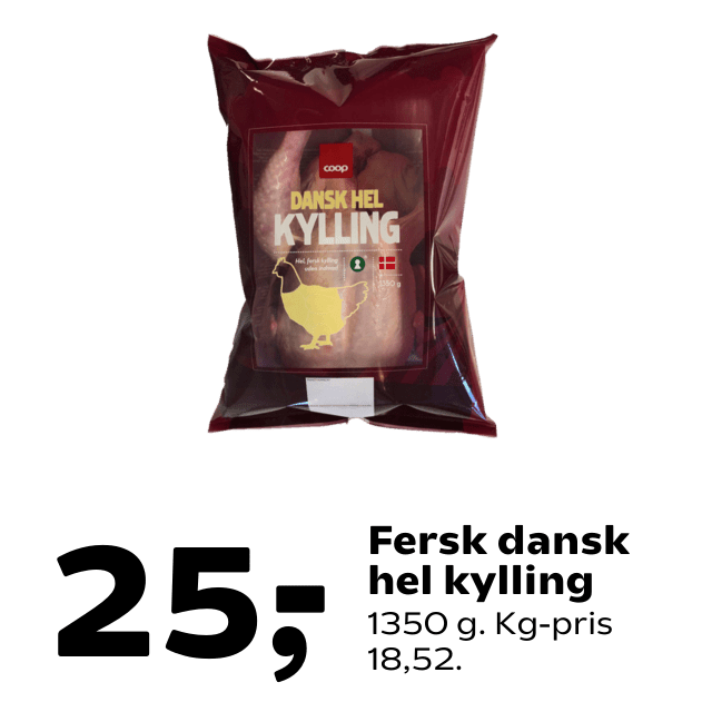 Fersk dansk hel kylling